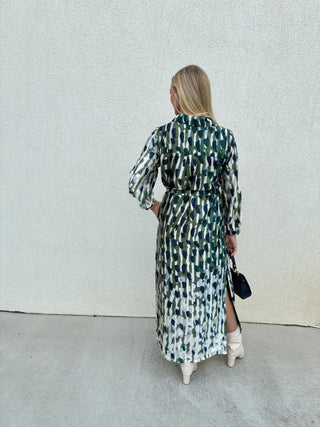 Saige Dress in Multi Olive