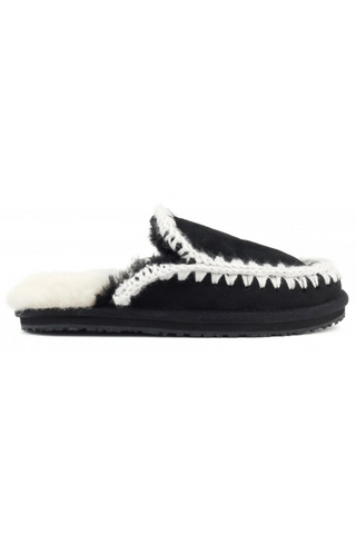 Eskimo Slipper in Black Suede