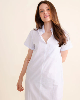 Kiawah Dress in Blue White Stripe
