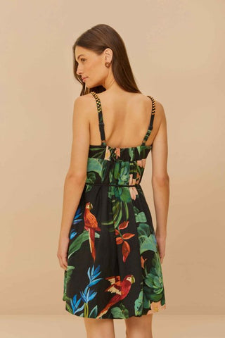 Midnight Macaw Fiesta Black Sleeveless Dress