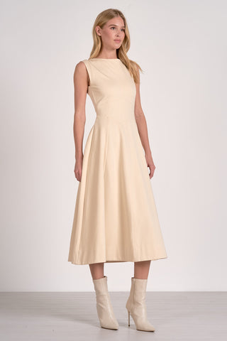 Flair Midi Sleeveless Dress in Stone