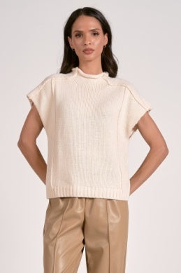 Cap Sleeve/Sleeveless Sweater in Off White