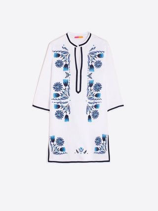 White Linen Kaftan Mini Dress