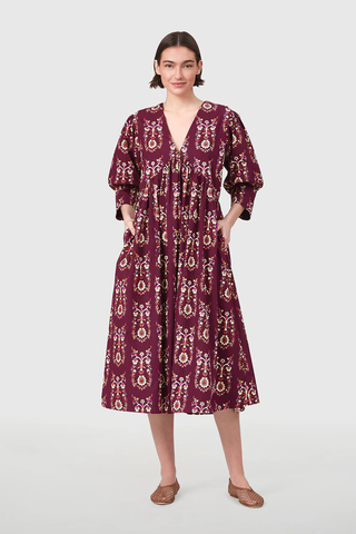 Floral Maroon Midi Dress