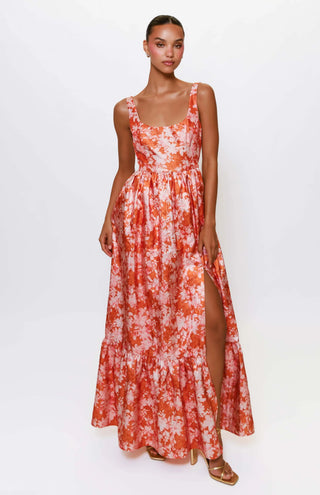 Beanie Dress in Orange Floral