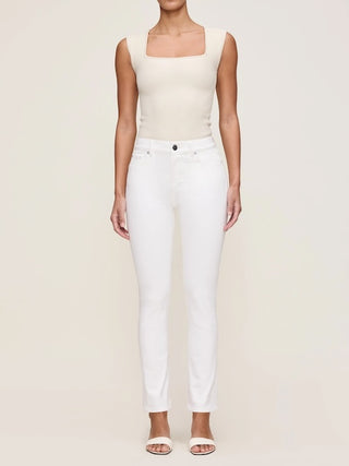 Mara Straight Mid Rise Instasculpt Jeans in White