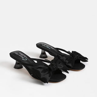 Natalina Kitten Heel Mule in Black