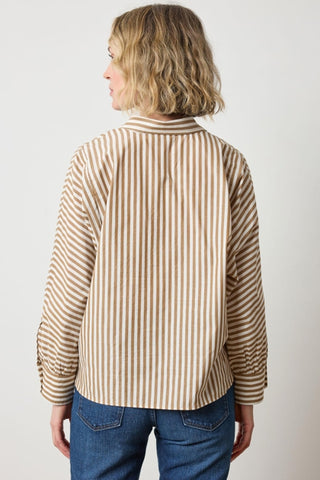 Dolman Sleeve Button Down Shirt in Dijon/Talc Stripe