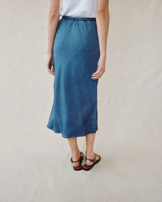Bias Skirt with Tie in Moonlit Wash