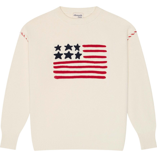 Riley Crewneck Sweater - American Flag in Ivory