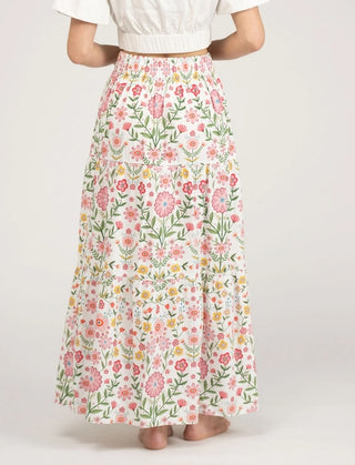 Abby Skirt in Pink Folk Flower