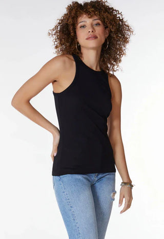 High Neck Racer Tank in Black