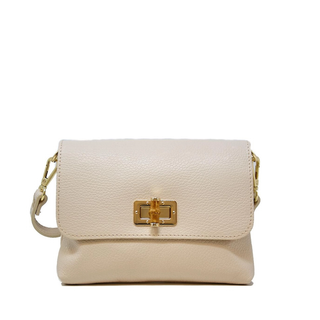 Genuine Italian Leather Clutch and Crossbody Bag in Beige