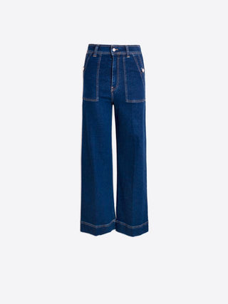 high waisted wide leg denim jeans