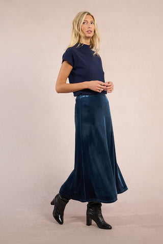 Velvet skirt in denim blue