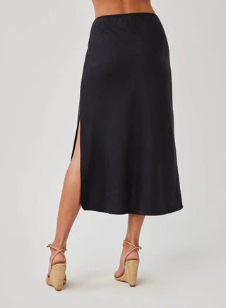 Amara Side Slit Bias Skirt in Black