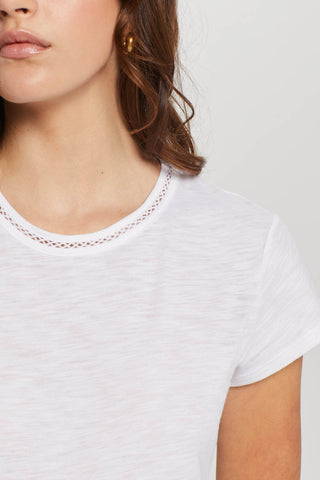 Link Embroidery Ringer Tee in White