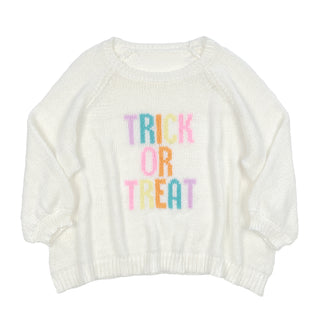 Trick or Treat Crewneck Sweater in White