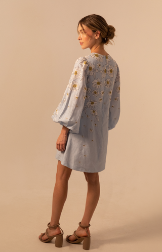 Fiorella Mini Dress in Baby Blue Daisy