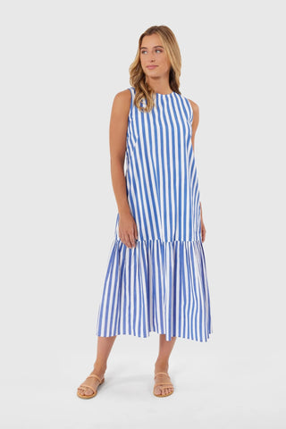 Ella Dress in Blue Stripes