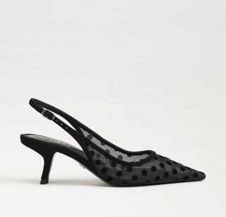 Bianka Polka Dot Mesh Slingback Pump in Black