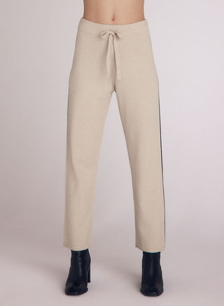 Side Stripe Straight Leg Pant in Oat & Black