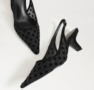 Bianka Polka Dot Mesh Slingback Pump in Black