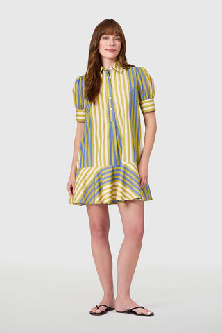 Liv Dress in Chartreuse Stripes