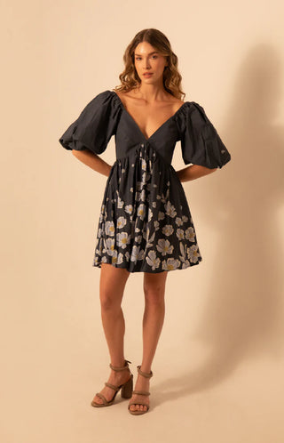 Marie Mini Dress in Navy Daisy