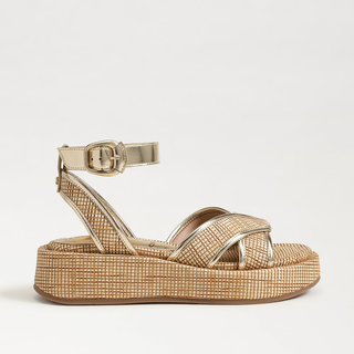Nylie Platform Ankle Strap Sandal In Bleached Beechwood