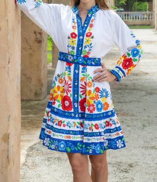 Malta Mini Dress in Palmero White