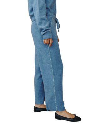Whip Stitched Straight Leg Pant in Heather Blue