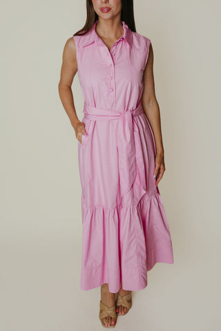 Cotton Poplin Pink Maxi Dress