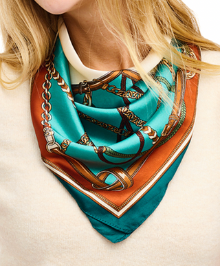 Chain Printed Silky Bandana in Teal
