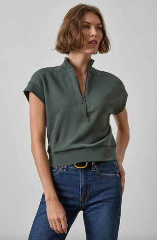 Zip Mock Neck in Mineral