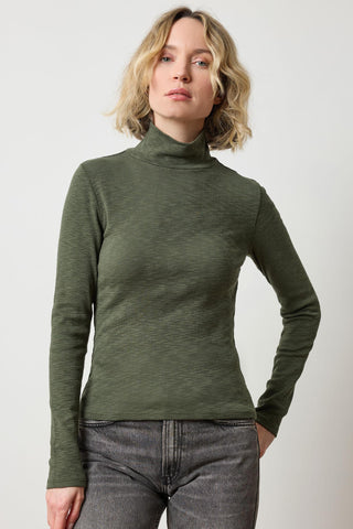 Rib Slub Turtleneck in Lichen