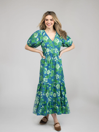 Poppy Dress in Blue Fancy Flower