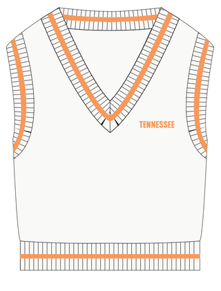 Mckenna Tennessee Sweater Vest in Ivory/Orange