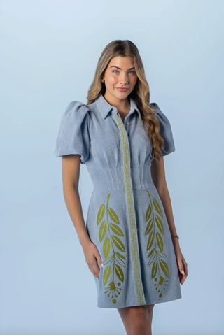 Britt Dress in Blue Corduroy