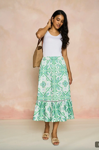 Vivi Skirt in Meadow Zellige Tile