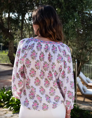 Boho Blouse in Schiffli Folk Posey