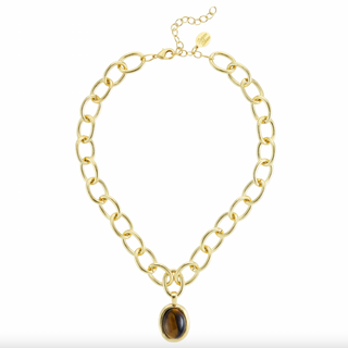 Fall Caroline Loop Chain Necklace Tigers Eye