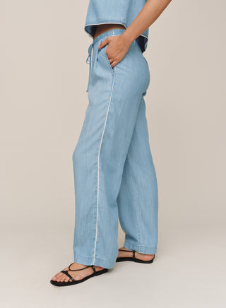 Scallop Side Seam Pant in Ombre Mist Wash
