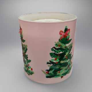 Pink Pine Hand Illustrated Soy Candle Single Wick