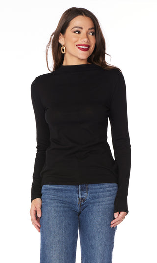 Long Sleeve Mock Turtleneck in Black