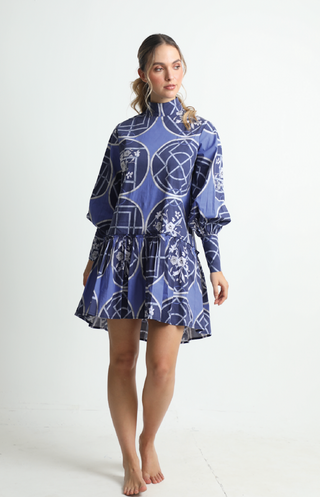 Fiona Mini Dress in Circles Blue