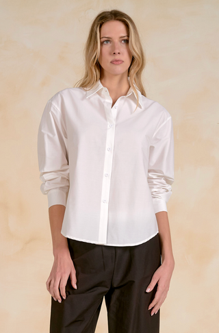 Open Back Button Down in White