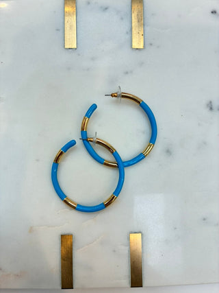 Large Enamel Hoops  - Blue/Gold