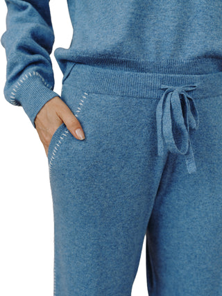 Whip Stitched Straight Leg Pant in Heather Blue