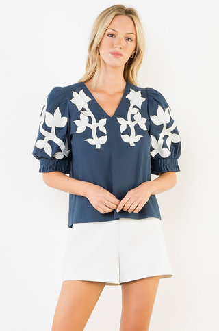 Harbour Bloom Embroidered Top